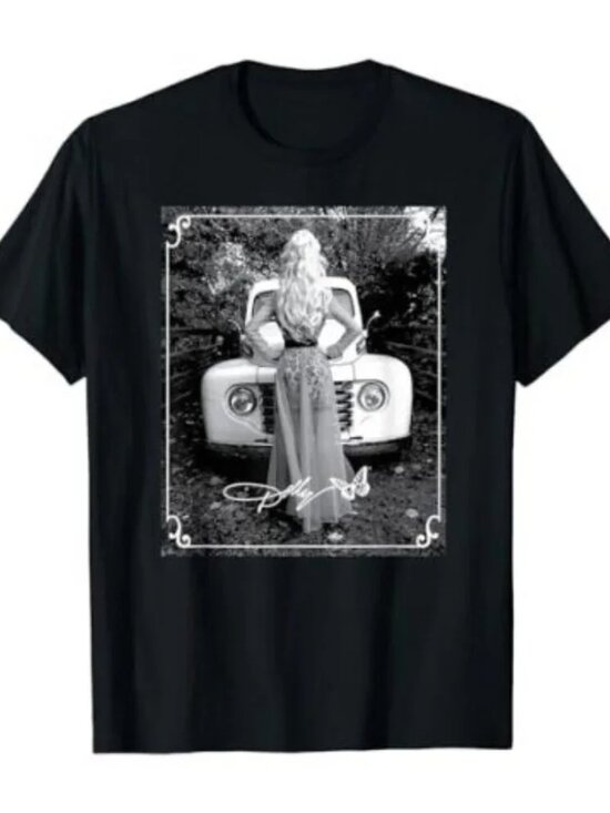 Larry F Tops - Dolly Parton Truck Graphic T-Shirt Country Music Fan Merch Shirt